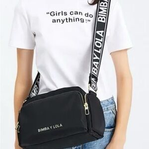 BIMBA Y LOLA Black Crossbody Bag with Branded Strap
